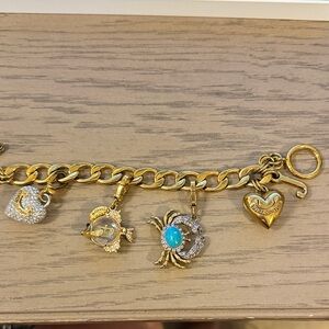 Juicy Couture Gold and Silver Charm Bracelet with Turquoise Accent